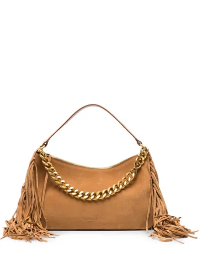 Twinset Fringe-trimmed Chain-link Shoulder Bag In Orange