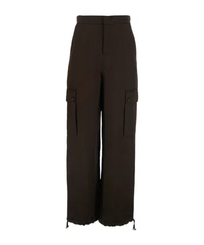 Twinset Froissé Satin Cargo Trousers In Brown