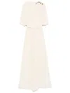 Twinset Twin-set Fully Pleated Light Beige Maxi Dress In White
