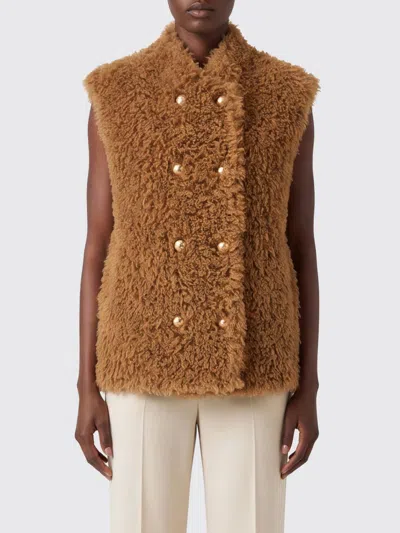 Twinset Fur Coat Woman Color Tobacco In Brown