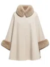 Twinset Fur Trim Cape In White