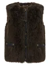 Twinset Twin-set Faux Fur Vest With Leather Back In Black