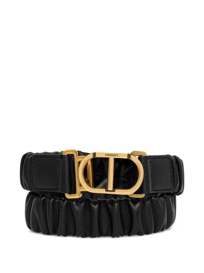 Twinset Gathered Buckle Belt In Black
