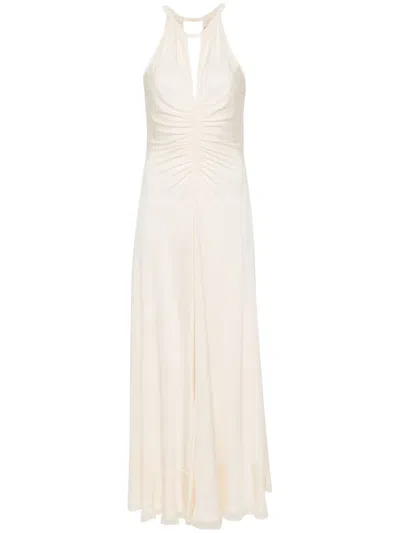 Twinset Gathered-detail Maxi Dress In Neutrals