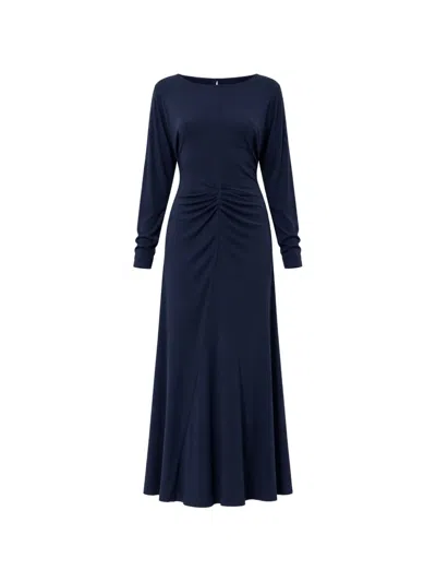 Twinset Gathered Long-sleeve Dress In Blue