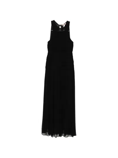 Twinset Gathered Maxi Dress In Black