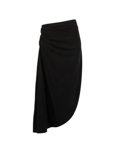 Twinset Gathered Slit Midi Skirt In Black