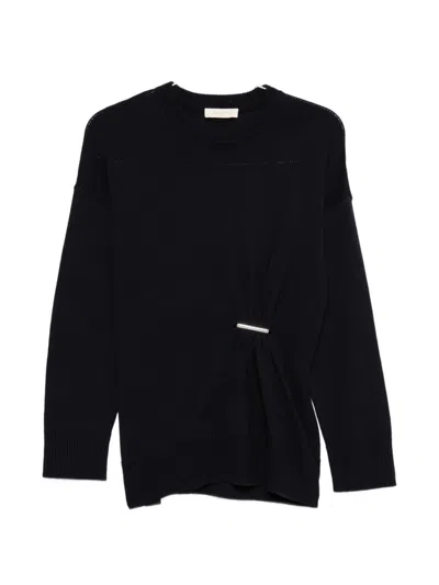 Twinset Gathered Sweater In Black