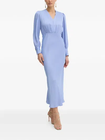 Twinset Gathered V-neck Dress In Blue