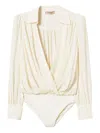Twinset Gathered Wrap-effect Blouse In Neutral