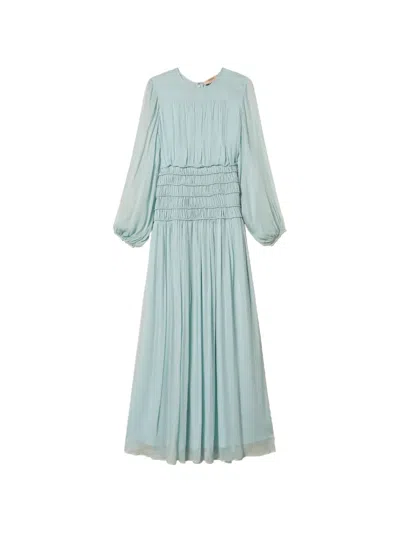Twinset Gathered-bodice Maxi Dress In Green