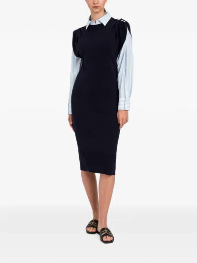 Twinset Sleeveless Slim Fit Midi Sheath Dress In Cotton In Multi