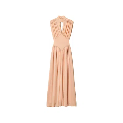 Twinset Gathering-detail Maxi Dress In Neutral