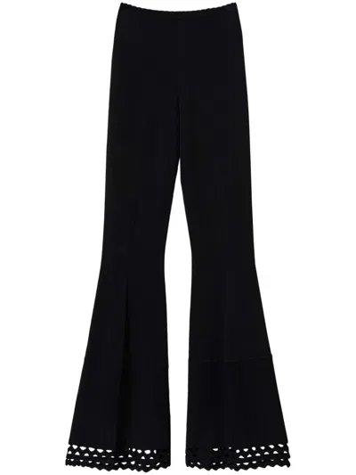 Twinset Geometric-pattern Flared Trousers In Black