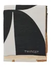 Twinset Geometric-pattern Fringed Scarf In Black