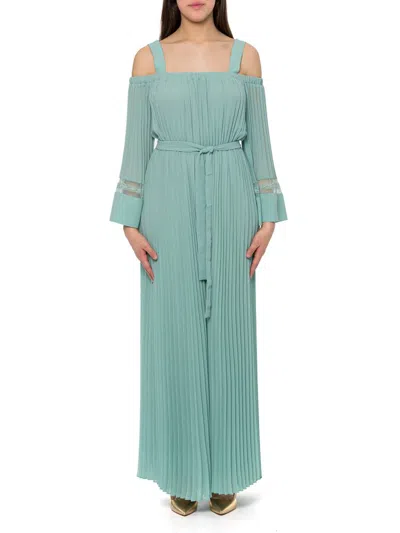 Twinset Georgette Pleated Jumpsuit In Green