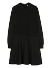 Twinset Georgette Ruffle Jersey Dress In Black