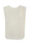 Twinset Georgette Top With Pleats In Pearl