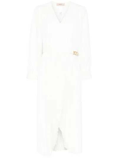 Twinset Gewickeltes Midikleid In White