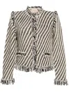 Twinset Fringed Jacquard Jacket In Bianco