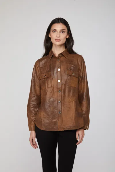 Twinset Giacca Tabacco Modello Camicia In Marrone