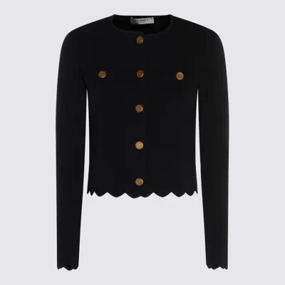 Twinset Buttoned-up Scalloped Jacket In Black