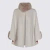 Twinset Light Beige Cape In White