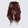 Twinset Alphabet-print Fringed Cape In Brown