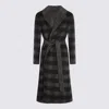 Twinset Black And Grey Wool Coat In Gray