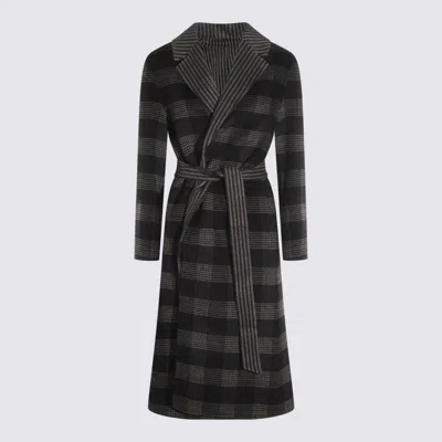TWINSET TWINSET BLACK AND GREY WOOL COAT