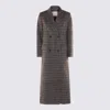 Twinset Herringbone Double-breasted Coat In Gray