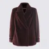 Twinset Violet Double-breasted Coat With Peak Revers In Ecofur Woman In Burgundy