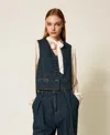 Twinset Twin-set Buttoned Cotton Vest In Blue