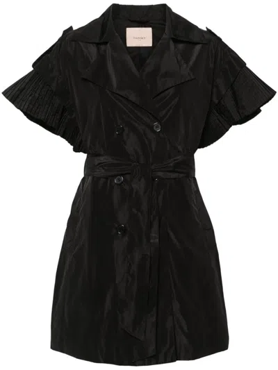Twinset Double-breasted Belted Gilet In Black