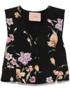 Twinset Gilet In Black With Floral Print