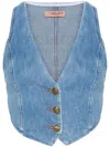 Twinset Medium Blue Denim Waistcoat In Blu