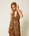 Twinset Leopard-print Belted Waistcoat In Animal Print