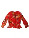 Twinset Girl Blusa Stampata A Fiori In Red