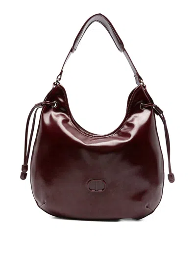 Twinset Glossy Tote Bag With Drawstring In Red