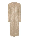 TWINSET GOLD-TONE OPEN-KNIT MID-CALF DRESS