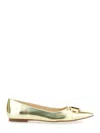 Twinset Gold Tone Ballet Flats With Oval T Detail In Laminated Leather Woman In Golden