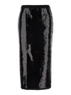 Twinset Black Midi Skirt With Sequins All-over In Black