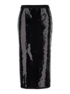 Twinset Black Midi Skirt With Sequins All-over In Black