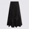 Twinset Cotton Midi Skirt In Black With Buttons Fastening In Black