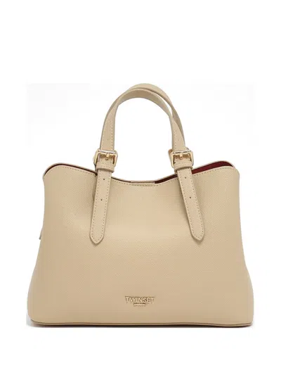 Twinset Grained-texture Buckle-detail Tote Bag In Red