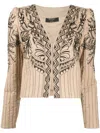 Twinset Graphic-embroidered Quilted Jacket In Brown