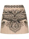 Twinset Graphic-embroidered Quilted Miniskirt In Brown