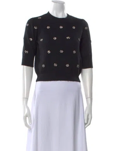 Pre-owned Twinset Graphic Print Crew Neck Sweater In Black