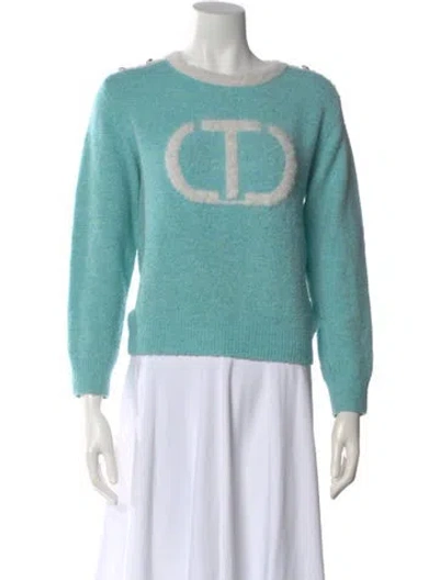 Pre-owned Twinset Graphic Print Crew Neck Top In Blue