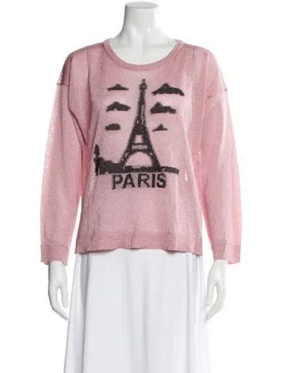 Pre-owned Twinset Graphic Print Crew Neck Top In Pink